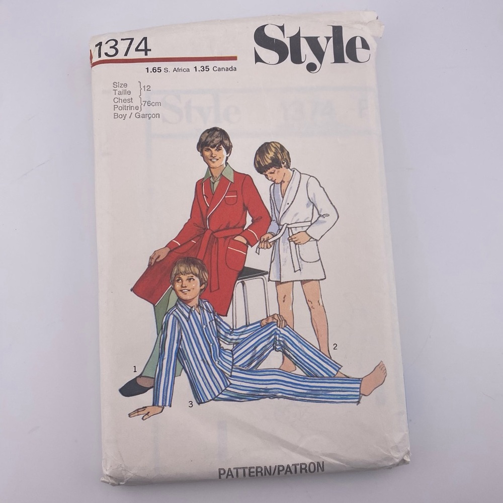2 for 22$ 🧵 STYLE 🧵 Boys Pajamas and Robe Sewing Pattern 1374